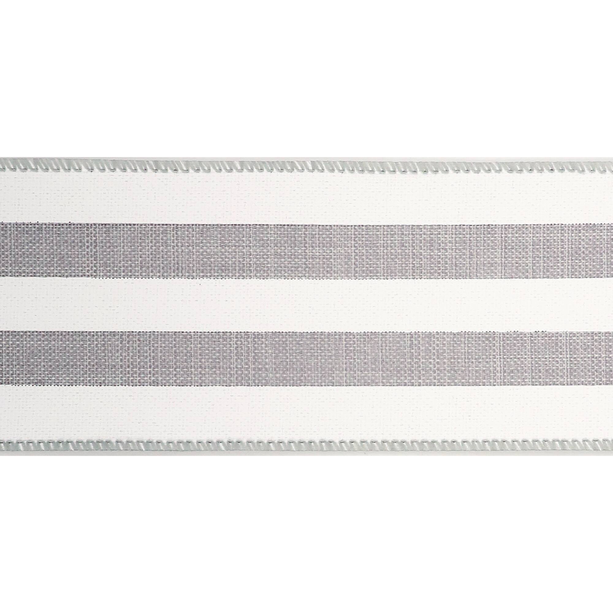 2.5" x 25ft. Faux Linen Wired Thick Striped Ribbon by Celebrate It™ Décor